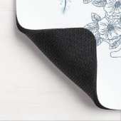 Initiële "Y" Blauwe Monogram Rustige Bloem Muismat (Hoek)