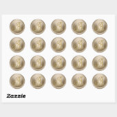 INITIËLEN Goud Monogram 3 Champagne Ronde Sticker (Vel)