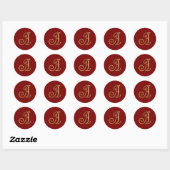 INITIËLEN Goud Monogram 3 Elke Kleur Ronde Sticker (Vel)