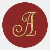 INITIËLEN Goud Monogram 3 Elke Kleur Ronde Sticker (Voorkant)