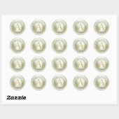 INITIËLEN Gouden Schreef Monogram Off White Krans Ronde Sticker (Vel)