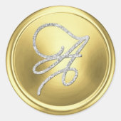 INITIËLEN Silver Script Monogram Soft Gold Ronde Sticker (Voorkant)