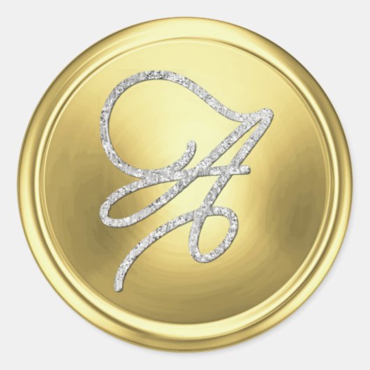 INITIËLEN Silver Script Monogram Soft Gold Ronde Sticker (Voorkant)