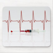 Injectie met rood hart muismat (Voorkant)