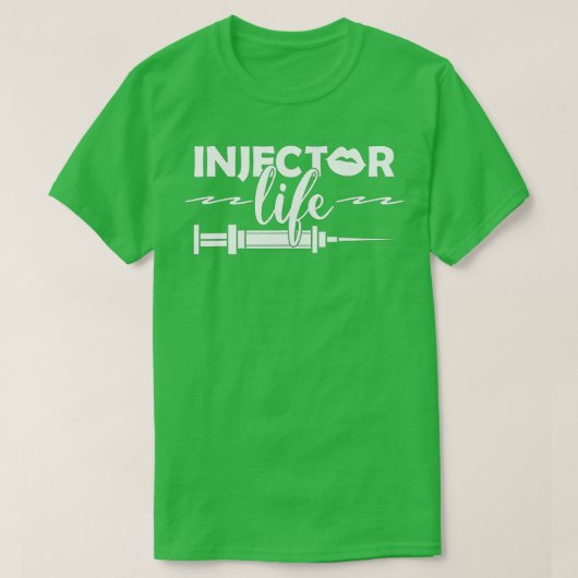 Injectiespuit Aesthetisch Zuurmiddel Levensduur in T-shirt (Design voorkant)
