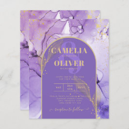 Ink Abstract PAARS GOLD Lavender Wedding INVITE