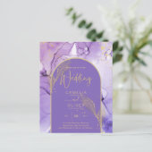 Ink Abstract PAARS GOLD Lavender Wedding INVITE (Staand voorkant)