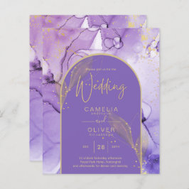 Ink Abstract PAARS GOLD Lavender Wedding INVITE