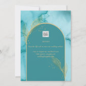 INK Abstract Turkoois Teal Goud Trouwen Bewaar DAT Kaart (Achterkant)