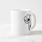 Ink Anemone Minimalist Flower Brushstroke Art on Grote Koffiekop (Voorkant rechts)