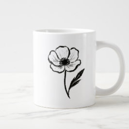 Ink Anemone Minimalist Flower Brushstroke Art on  Grote Koffiekop