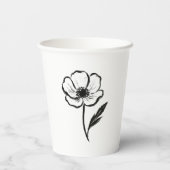 Ink Anemone Minimalist Flower Brushstroke Art on  Papieren Bekers (Achterkant)
