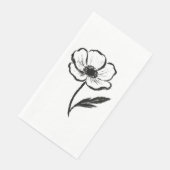 Ink Anemone Minimalist Flower Brushstroke Art on  Servet (Hoek)