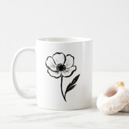 Ink Anemoon Minimalistische Bloempenseelstreek Kun Koffiemok
