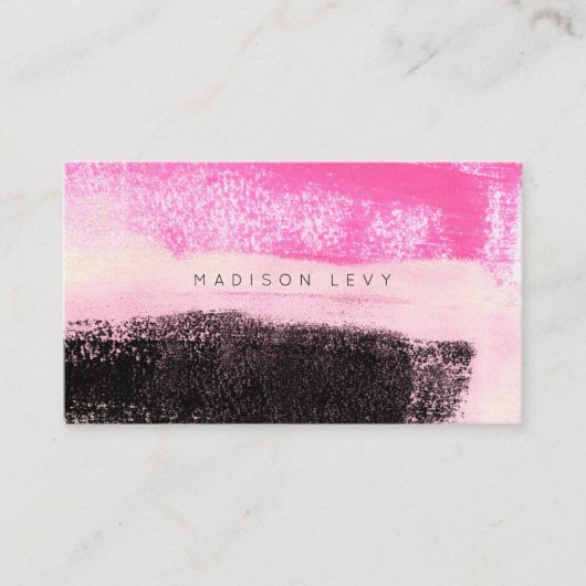 Ink Art Modern Vibrant Hot Pink Black Afsprakenkaartje (Voorkant)
