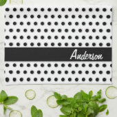 Ink Black Polkadot Pattern Theedoek (Gevouwen)