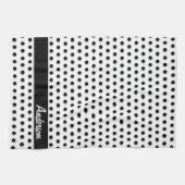 Ink Black Polkadot Pattern Theedoek (Horizontaal)