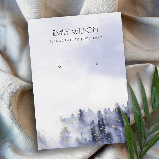 INK BLAUW VIOLET FOG SNEE LANDSCAPE EARRING DISPLA VISITEKAARTJE