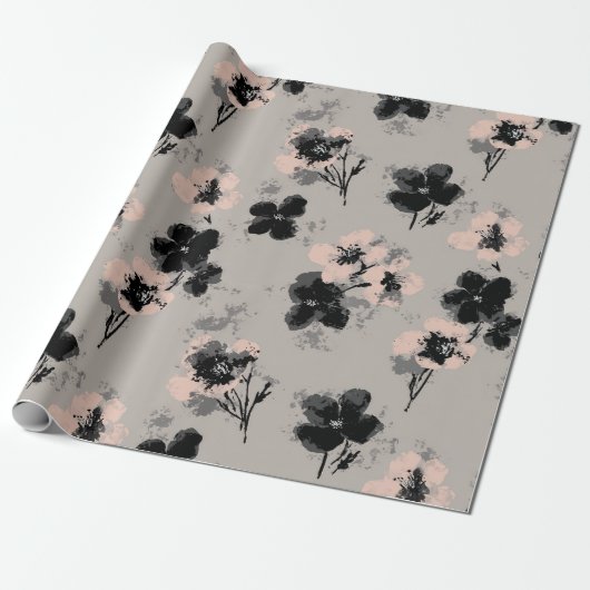  Ink Bloom Dark Wrapping Paper Cadeaupapier (Uitgerold)