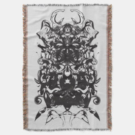 Ink Blot Art Zwart Symmetrisch Abstract Deken