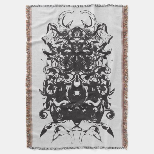 Ink Blot Art Zwart Symmetrisch Abstract Deken (Voorkant Verticaal)