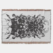 Ink Blot Art Zwart Symmetrisch Abstract Deken (Voorkant)