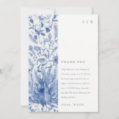 Ink Blue Classy  Waterverf Peacock Wedding Bedankkaart (Voorkant)