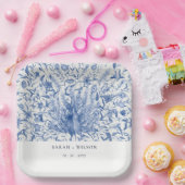 Ink Blue Classy Waterverf Peacock Wedding Papieren Bordje (Feest)