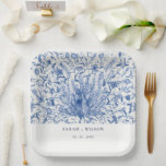 Ink Blue Classy  Waterverf Peacock Wedding Papieren Bordje<br><div class="desc">Blue Classy Waterverf Peacock Collectie - het is een elegante waterverf Illustratie van blauwe waterverf florale pauw, met een moderne minimale aanraking. Ideaal voor je moderne bruiloft en feestjes. Het is zeer gemakkelijk om, met uw persoonlijke details aan te passen. Als u een ander bijpassend product of aanpassing nodig hebt,...</div>