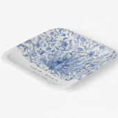 Ink Blue Classy Waterverf Peacock Wedding Papieren Bordje (Gebogen)