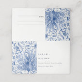 Ink Blue Classy  Waterverf Peacock Wedding Plaatskaartje (Buitenkant ongevouwen)