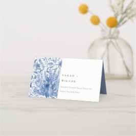Ink Blue Classy  Waterverf Peacock Wedding Plaatskaartje