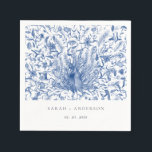Ink Blue Classy  Waterverf Peacock Wedding Servet<br><div class="desc">Blue Classy Waterverf Peacock Collectie - het is een elegante waterverf Illustratie van blauwe waterverf florale pauw, met een moderne minimale aanraking. Ideaal voor je moderne bruiloft en feestjes. Het is zeer gemakkelijk om, met uw persoonlijke details aan te passen. Als u een ander bijpassend product of aanpassing nodig hebt,...</div>