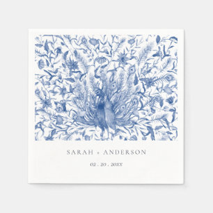Ink Blue Classy  Waterverf Peacock Wedding Servet