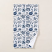 Ink Blue Floral Bad Handdoek (Handdoek)