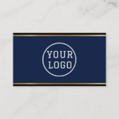 Ink Blue & Gold Edge Modern QR Code Template Visitekaartje (Voorkant)