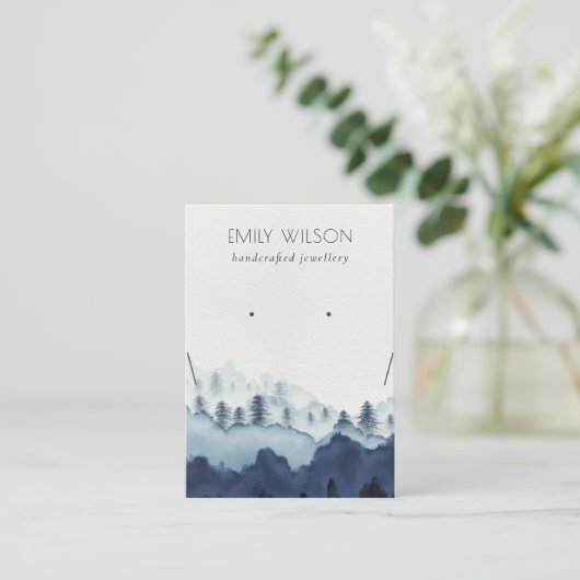 Ink Blue Navy Pine Bossen die Ketting weergeven Visitekaartje (Staand voorkant)