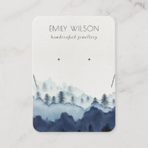 Ink Blue Navy Pine Bossen die Ketting weergeven Visitekaartje