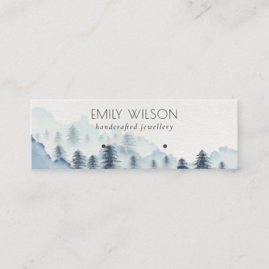 Ink Blue Navy Pine Bossen Mountain Earning Display Mini Visitekaartje (Voorkant)