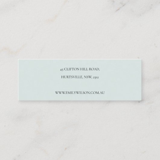 Ink Blue Navy Pine Bossen Mountain Earning Display Mini Visitekaartje (Achterkant)