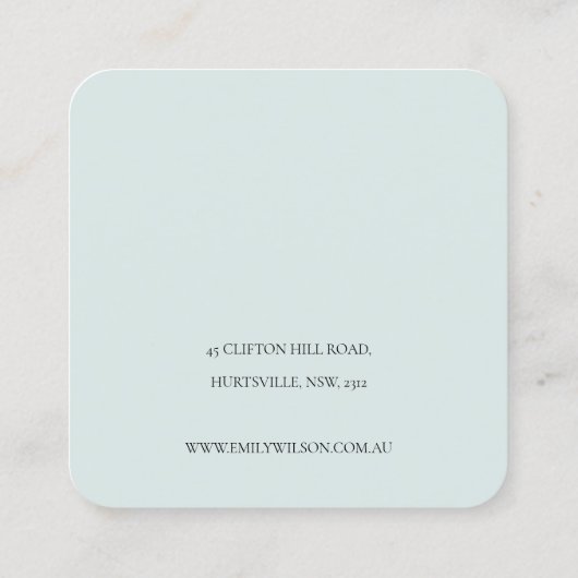 Ink Blue Navy Pine Bossen Mountain Earning Display Vierkante Visitekaartje (Achterkant)