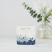 Ink Blue Navy Pine Bossen Mountain Earning Display Vierkante Visitekaartje (Staand voorkant)