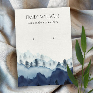 Ink Blue Navy Pine Bossen Mountain Earning Display Visitekaartje