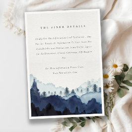 Ink Blue Navy Pine Bossen Mountain Weddenschap Det Informatiekaartje