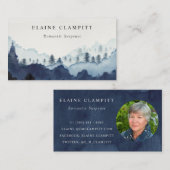 Ink Blue Navy Pine Bossen Mountain Wedding Website Visitekaartje (Voorkant / Achterkant)