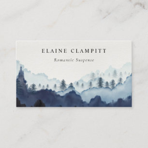 Ink Blue Navy Pine Bossen Mountain Wedding Website Visitekaartje