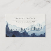 Ink Blue Navy Pine Bossen Mountain Wedding Website Visitekaartje (Voorkant)