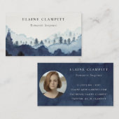 Ink Blue Navy Pine Bossen Mountain Wedding Website Visitekaartje (Voorkant / Achterkant)
