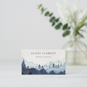 Ink Blue Navy Pine Bossen Mountain Wedding Website Visitekaartje