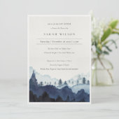 Ink Blue Pine Bossen Mountain Baby shower Invite Bedankkaart (Staand voorkant)